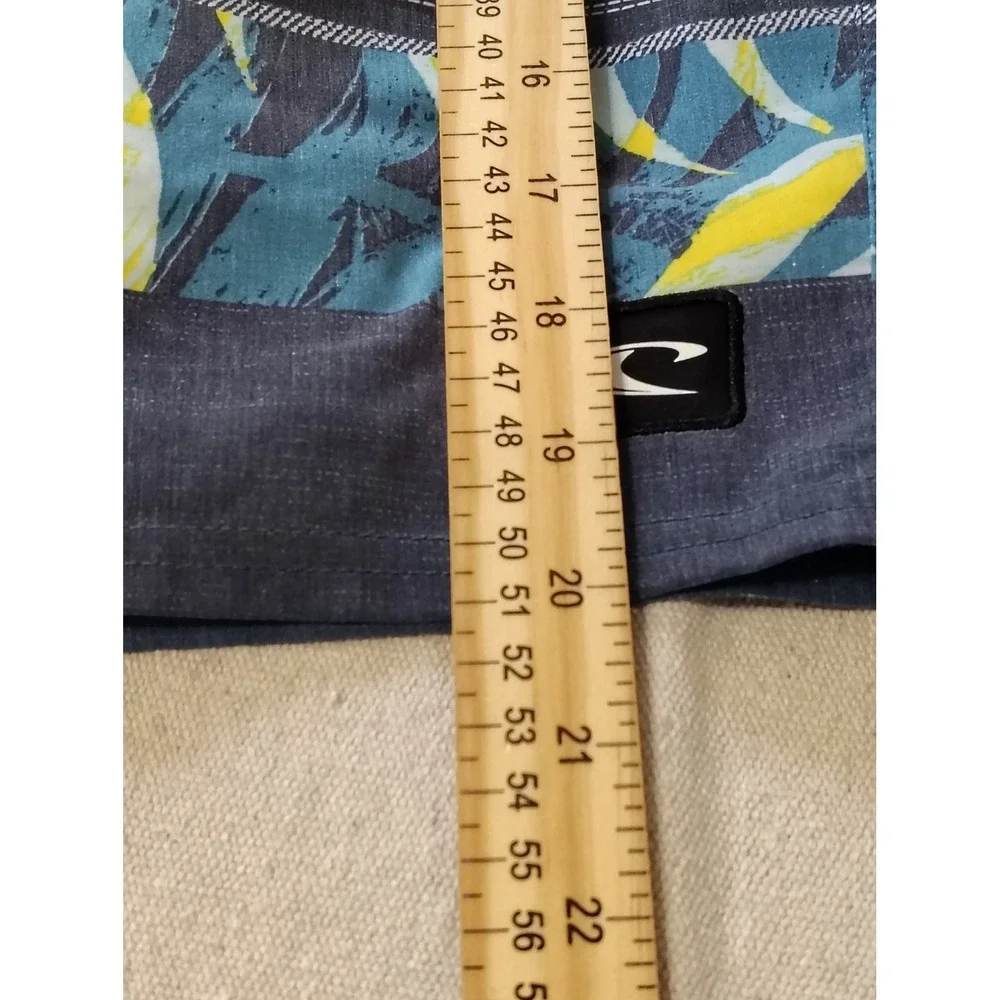 ONeill Mens Board Shorts Size 34 Gray Yellow‎ Tropical Palm Print Swim Trunks 24